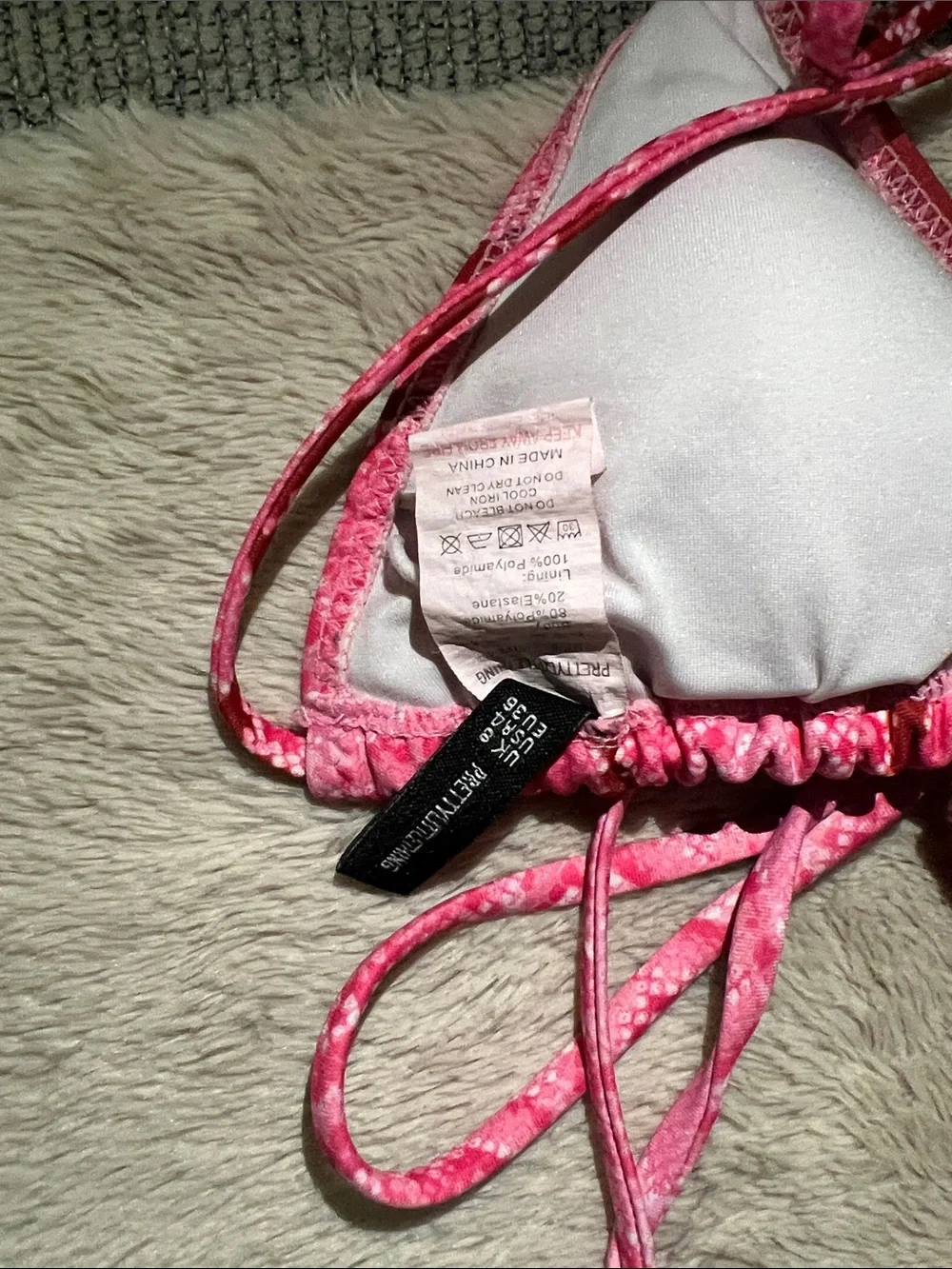 PrettyLittleThing Pink Patterned Triangle Bikini Top